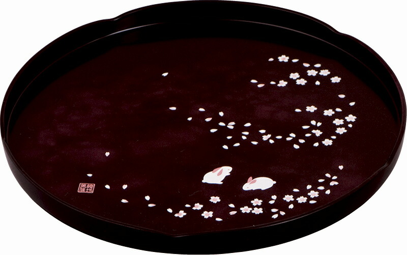 【ラッピング無料】国産 池坊美佳 美佳 桜うさぎ 7.0丸盆 16470 日本製 お盆 トレー トレイ