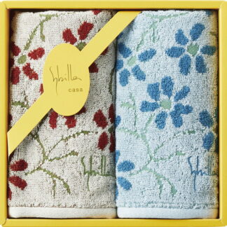 【ラッピング無料】シビラ エンラサーダ２ ミニタオル 2P ベージュ/ブルー 94080 綿100%