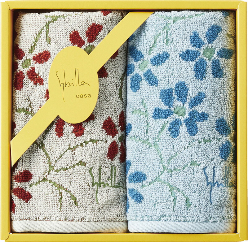 【ラッピング無料】シビラ エンラサーダ２ ミニタオル 2P ベージュ/ブルー 94080 綿100%