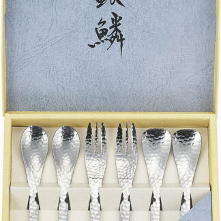 【ラッピング無料】国産 銀鱗 ペア 6PCセット GR-107 日本製 カトラリーセット コーヒースプーン ケーキフォーク アイススプーン