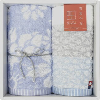 【ラッピング無料】国産 今治ギフト 華音 フェイスタオル 2P ブルー SI150401 綿100% 日本製