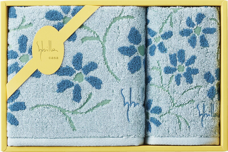 【ラッピング無料】シビラ エンラサーダ２ フェイスタオル ＆ ミニタオル ブルー 94082 綿100%