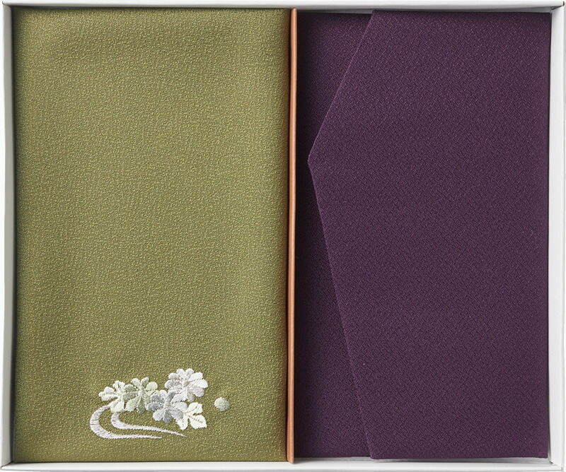 【ラッピング無料】国産 洛北 刺繍入り金封包み ＆ 金封ふくさ 紫 H011b 日本製