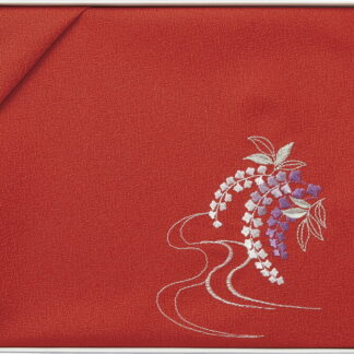 【ラッピング無料】国産 洛北 刺繍入り二巾風呂敷 赤 H031a 日本製