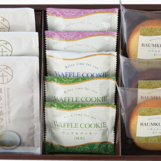 【ラッピング無料】トレジャーボックス BLWH-C ワッフルクッキー バームクーヘン ほうじ茶ラテ ワッフルクッキー バームクーヘン 抹茶ラテ