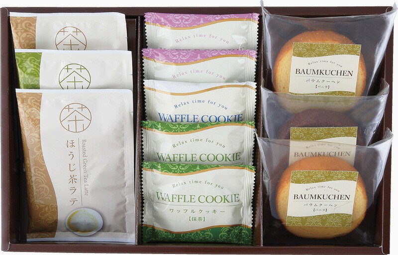 【ラッピング無料】トレジャーボックス BLWH-C ワッフルクッキー バームクーヘン ほうじ茶ラテ ワッフルクッキー バームクーヘン 抹茶ラテ