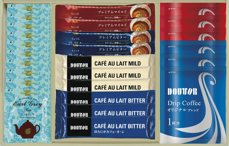 【ラッピング無料】ドトール バラエティセット DOM-BO アールグレイ紅茶ティーバッグ カフェ･オ･レ ドリップコーヒー AGFちょっと贅沢な珈琲