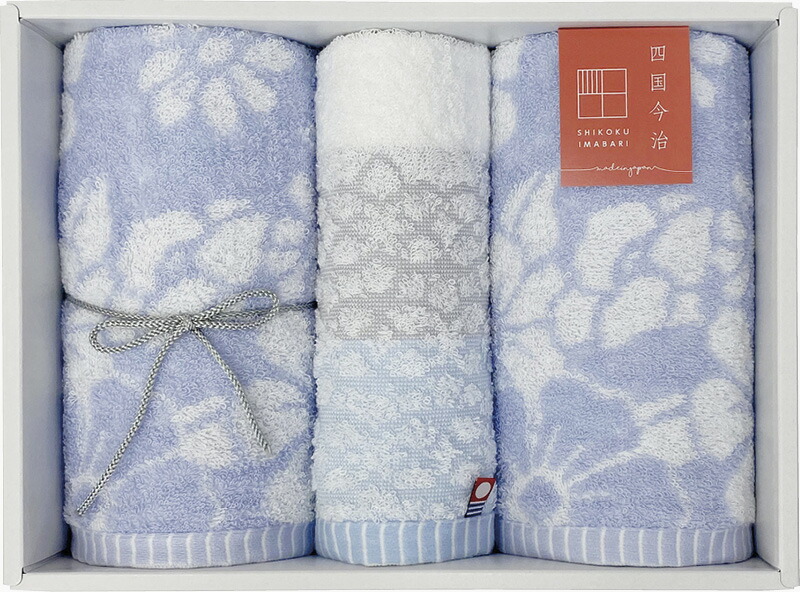 【ラッピング無料】国産 今治ギフト 華音 フェイスタオル 2P ＆ ウォッシュタオル ブルー SI200401 綿100% 日本製