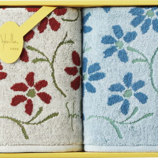 【ラッピング無料】シビラ エンラサーダ２ フェイスタオル 2P ベージュ/ブルー 94085 綿100%