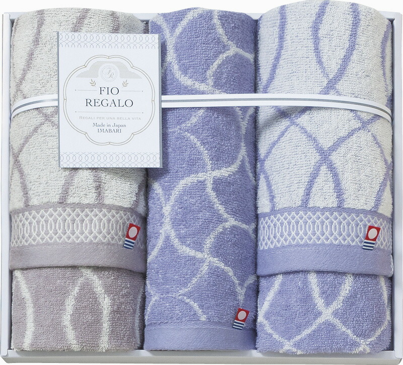 【ラッピング無料】国産 今治製タオル FIO REGALO フェイスタオル 2P ＆ ウォッシュタオル IFR-2501 綿100% 日本製