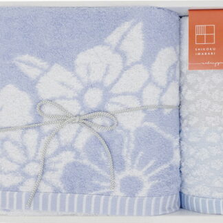 【ラッピング無料】国産 今治ギフト 華音 バスタオル ＆ ウォッシュタオル ブルー SI250401 綿100% 日本製