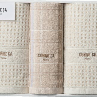 【ラッピング無料】コムサホーム フラン フェイスタオル 2P ＆ ウォッシュタオル 22709-55625-230 綿100%
