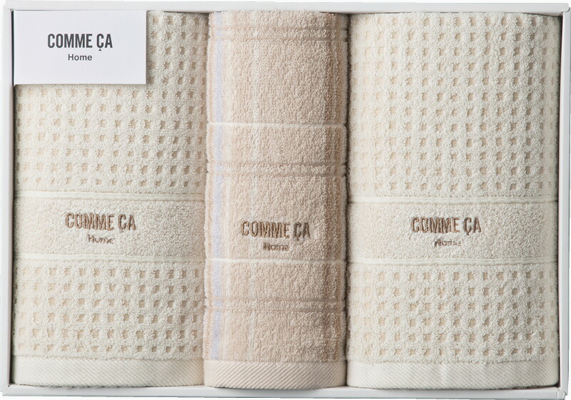 【ラッピング無料】コムサホーム フラン フェイスタオル 2P ＆ ウォッシュタオル 22709-55625-230 綿100%