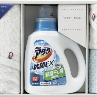 【ラッピング無料】つかいたい贈りたい 今治製タオル･アタックジェルセット LAN-2506B ウォッシュタオル フェイスタオル 泡立ちボディタオル アタック抗菌EXスーパークリアジェル