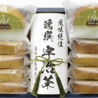 【ラッピング無料】袋布向春園本店 こだわり 日本茶こだわりセット 「雅 」 SBT-06 抹茶バウムクーヘン 宇治煎茶