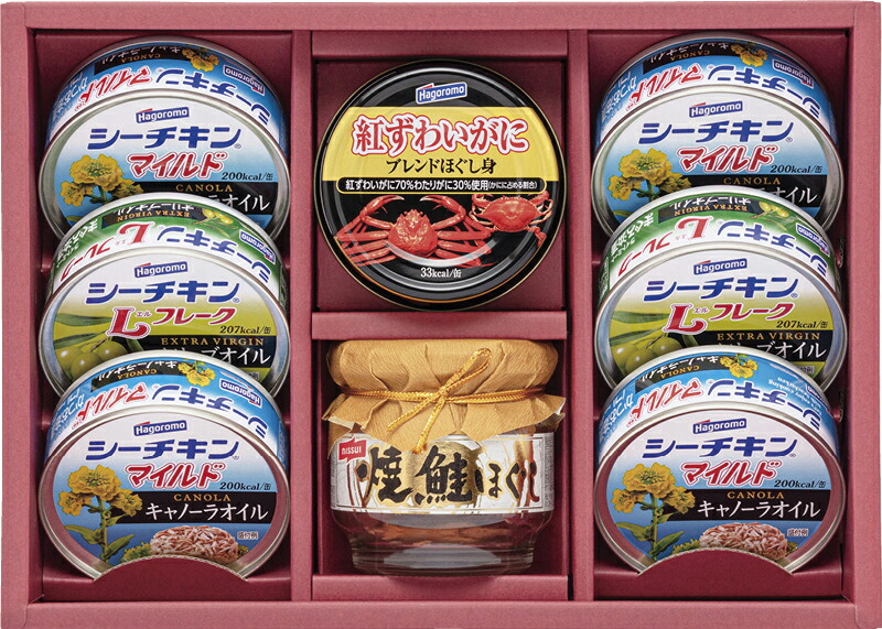 【ラッピング無料】はごろもフーズ バラエティシーフードギフト VX-30A シーチキンマイルドキャノーラオイル シーチキンLフレークオリーブオイル 紅ずわいがにブレンドほぐし身 焼鮭ほぐし