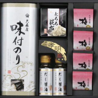【ラッピング無料】中村孝明監修 調味料 ＆ 和のアソートギフト ＮＫＭ−ＣＥ 紀州梅干し だし醤油 大森屋味付のり とろろ昆布