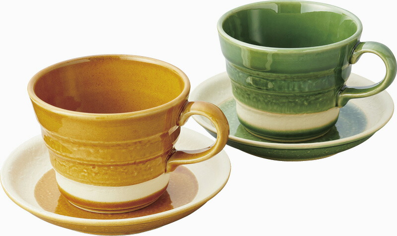 【ラッピング無料】国産 瀬戸焼 釉変わり組碗皿 2203 日本製 カップ＆ソーサー