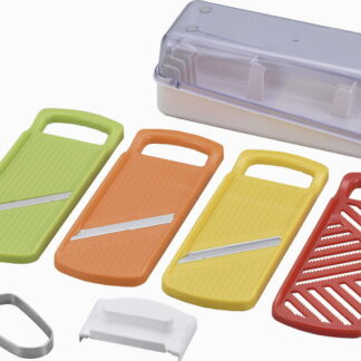 【ラッピング無料】国産 ビタミンアイランド マルチ スライサー ＆ ステンレスピーラーセット ME-7289 日本製 千切り つま切り おろし 安全ホルダー 収納ケース 容器