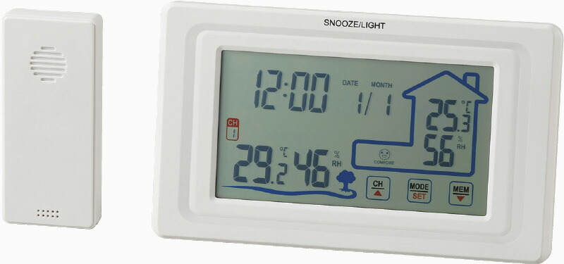 【ラッピング無料】ワイヤレス 室外 温湿度計付クロック 6181-23 置き時計