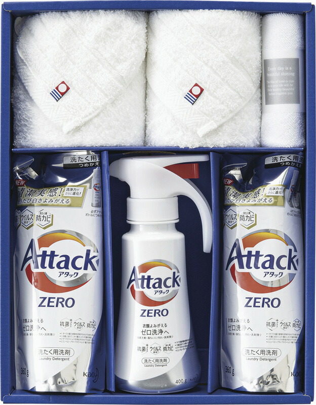 【ラッピング無料】つかいたい贈りたい アタックZEROワンハンドタイプ ＆ 今治製甘撚りタオルセット ZER-40 詰替用 フェイスタオル マイクロファイバークロス