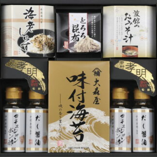 【ラッピング無料】中村孝明監修 調味料 ＆ 和のアソートギフト ＮＫＭ−ＥＯＳ 大森屋味付海苔 旅館の おみそ汁 海老しらすふりかけ とろろ昆布