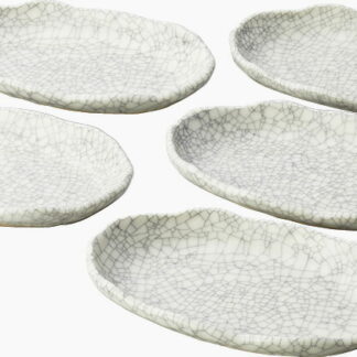 【ラッピング無料】国産 瀬戸焼 墨貫入楕円皿5客揃 2201 日本製 プレート