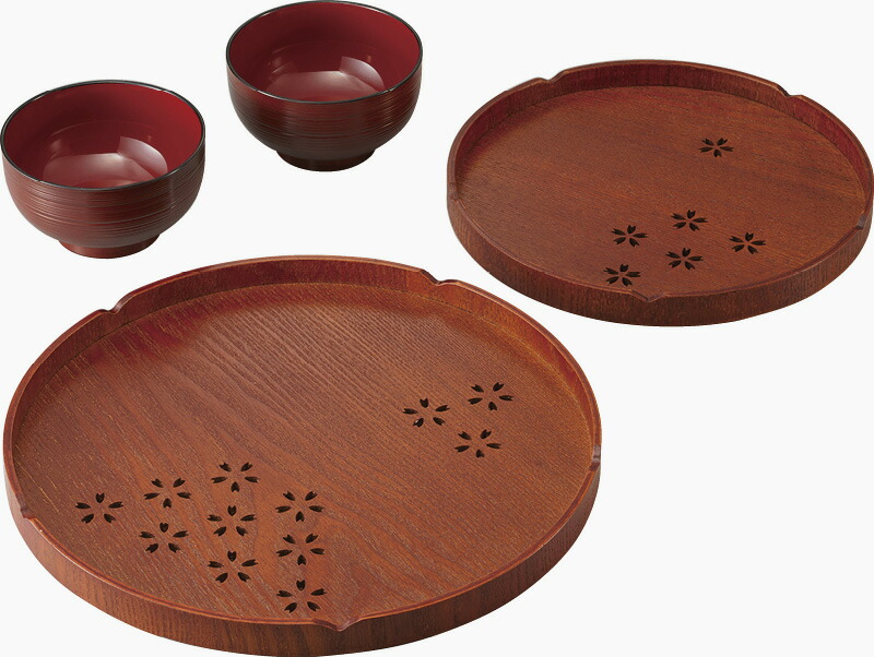 【ラッピング無料】丸盆 桜 入子 レンジ椀2客付 4460 汁椀 レビュー