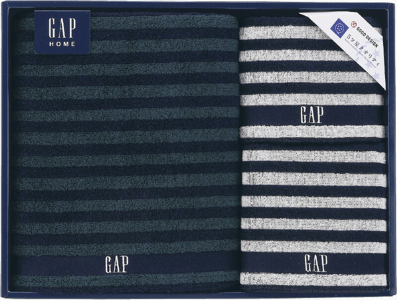 【ラッピング無料】GAP HOME NEW ボーダーギフト タオルセット 54-3049500 綿100% バスタオル フェイス ウォッシュ タオル