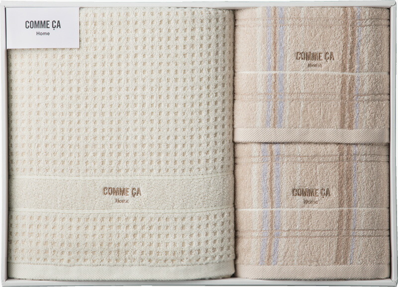 【ラッピング無料】コムサホーム フラン バスタオル ＆ フェイスタオル 2P 22709-55950-233 綿100%