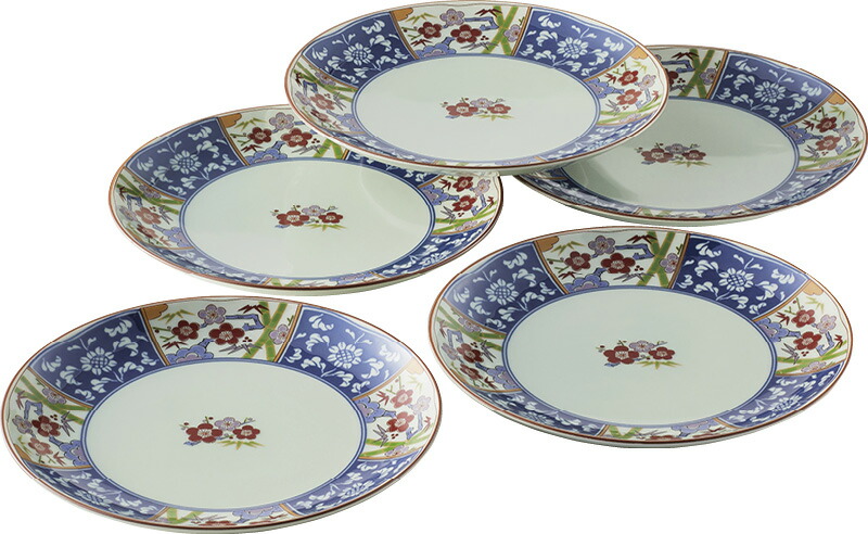 【ラッピング無料】国産 波佐見焼 金雲香梅 和皿揃5客揃 011-788 日本製 プレート