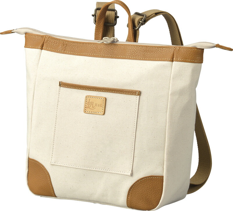 【ラッピング無料】国産 HaL 倉敷産帆布×姫路レザー スクエアリュック HAL88100-BE 日本製 ショルダーバッグ メッセンジャーバッグ