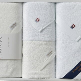 【ラッピング無料】国産 シルクプロテイン加工 ＆ 今治起毛 プレミアムタオルセット SK-8001 綿100% 日本製 ワイドバスタオル 今治起毛加工バスタオル フェイスタオル 今治起毛加工フェイスタオル