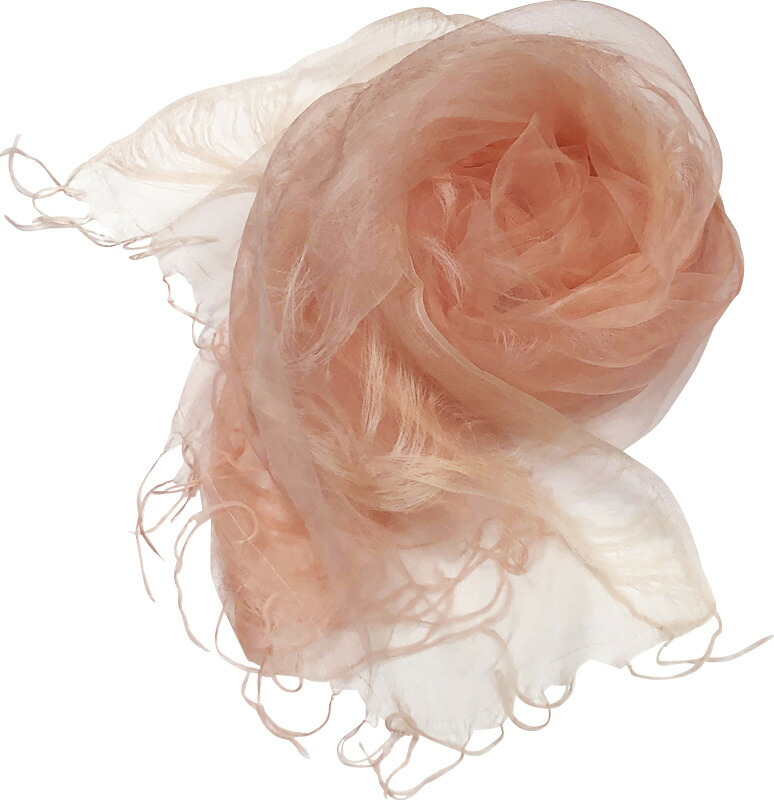 【ラッピング無料】国産 YUMEZAIKU さくら初め 桜染 絹二重羽衣 ストール 73185 絹100% 日本製