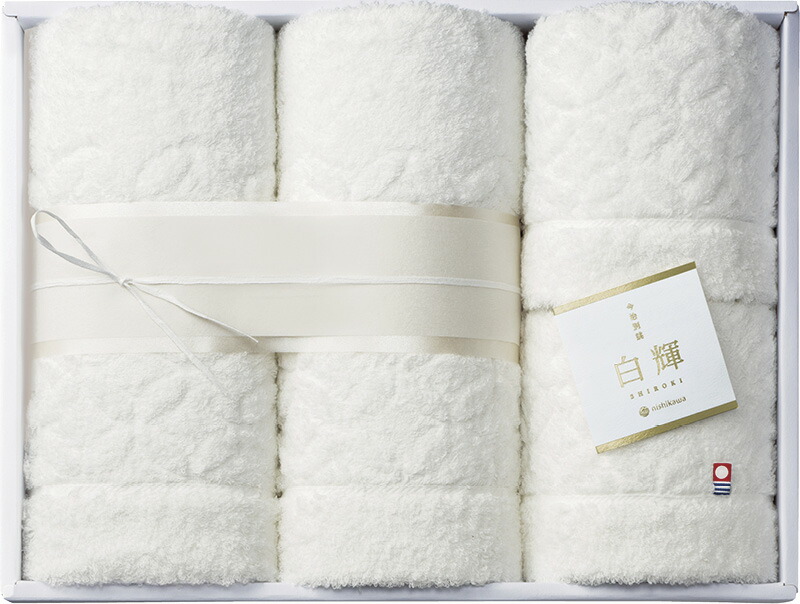 【ラッピング無料】国産 西川 白輝 バスタオル 2P ＆ フェイスタオル 2P TT88140091W 綿100% 日本製