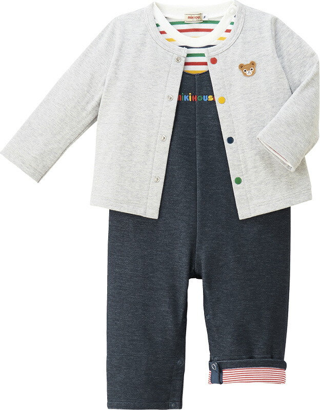 【ラッピング無料】ミキハウス オーバーオールセット 14-3306-384 Tシャツ カーディガン