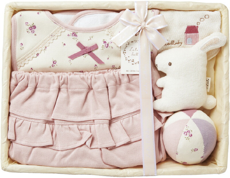 【ラッピング無料】国産 ルル ララバイパンツセット 5952-0500 日本製 スタイセット レーススタイ フリルパンツ ボール マスコット 授乳スタイ 竹籠