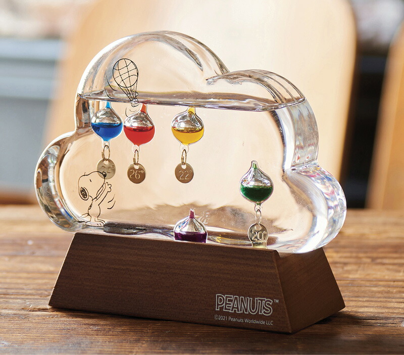 【ラッピング無料】ピーナッツ スヌーピー ガラスフロート温度計 クラウド 151-333211