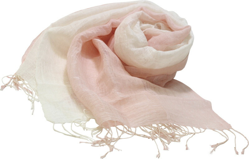 【ラッピング無料】国産 YUMEZAIKU さくら初め 桜染 綿麻かすみ織 ストール 73863 日本製