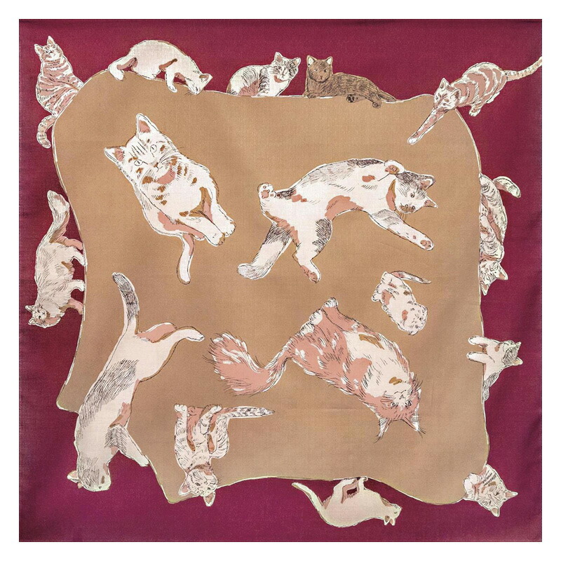 【ラッピング無料】国産 浅山美里 綿大判ふろしき CATS AM97-07 綿100% 日本製