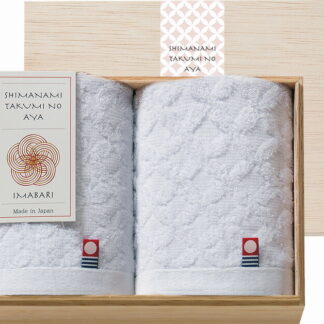 【ラッピング無料】国産 しまなみ匠の彩 祝七宝 ウォッシュタオル 2P(木箱入) KHK-012 綿100% 日本製