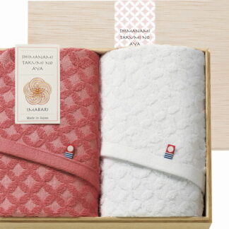 【ラッピング無料】国産 しまなみ匠の彩 祝七宝 フェイスタオル 2P(木箱入) KHK-020 綿100% 日本製
