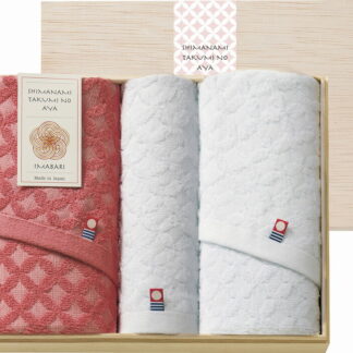 【ラッピング無料】国産 しまなみ匠の彩 祝七宝 フェイスタオル 2P ＆ ウォッシュタオル(木箱入) KHK-025 綿100% 日本製