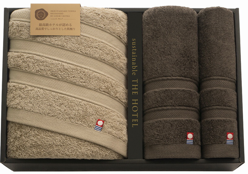 【ラッピング無料】国産 サステナブル THE HOTEL ホテル仕様タオルセット 65488 綿100% 日本製 バスタオル フェイスタオル ゲストタオル