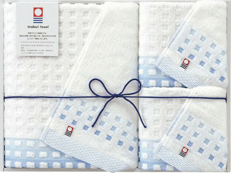 【ラッピング無料】国産 今治タオル 蒼海 バスタオル ＆ フェイスタオル 2P J-4335 綿100% 日本製