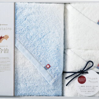 【ラッピング無料】国産 今治わたいろ 西川今治タオル バスタオル ＆ フェイスタオル 2P ブルー TBF5999011B 綿100% 日本製