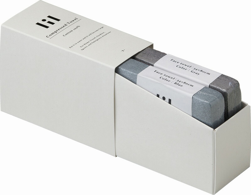 【ラッピング無料】lil(リル) 圧縮フェイスタオル 2Pセット LIL1150 綿100%