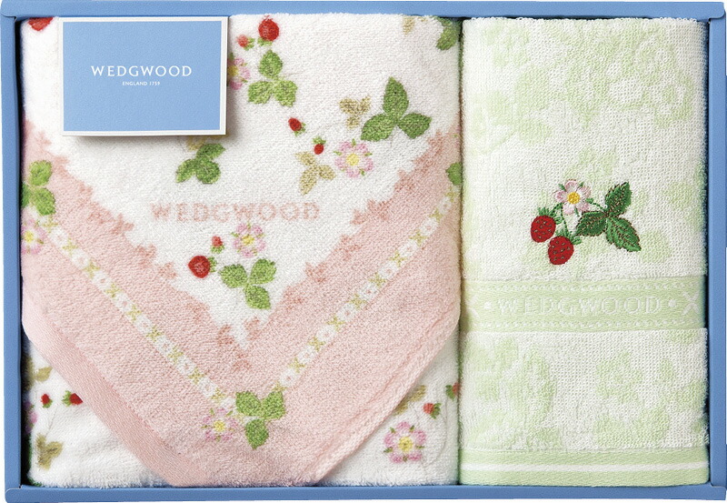 【ラッピング無料】国産 ウェッジウッド ワイルドストロベリー フェイスタオル ＆ ウォッシュタオル ピンク TT88150601P 綿100% 日本製