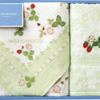 【ラッピング無料】国産 ウェッジウッド ワイルドストロベリー フェイスタオル ＆ ウォッシュタオル グリーン TT88150601G 綿100% 日本製