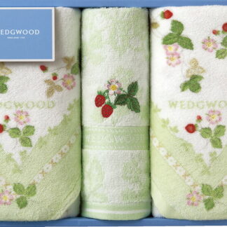【ラッピング無料】国産 ウェッジウッド ワイルドストロベリー フェイスタオル 2P ＆ ウォッシュタオル グリーン TT88250601G 綿100% 日本製